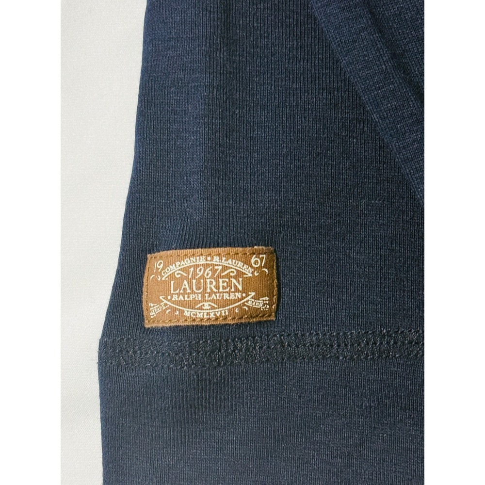 Lauren Ralph Lauren Top Womens XL Navy Blue Suede Patch Shoulder Zip - Picture 5 of 11